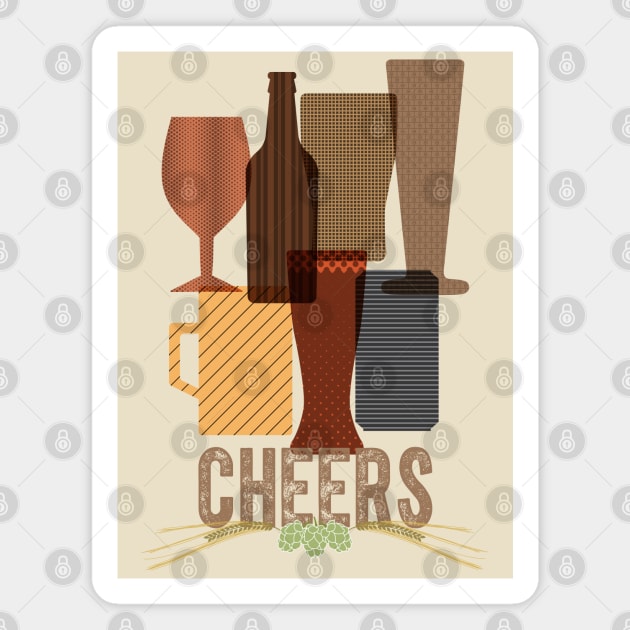 Beer Glasses Cheers type Magnet by Lisa